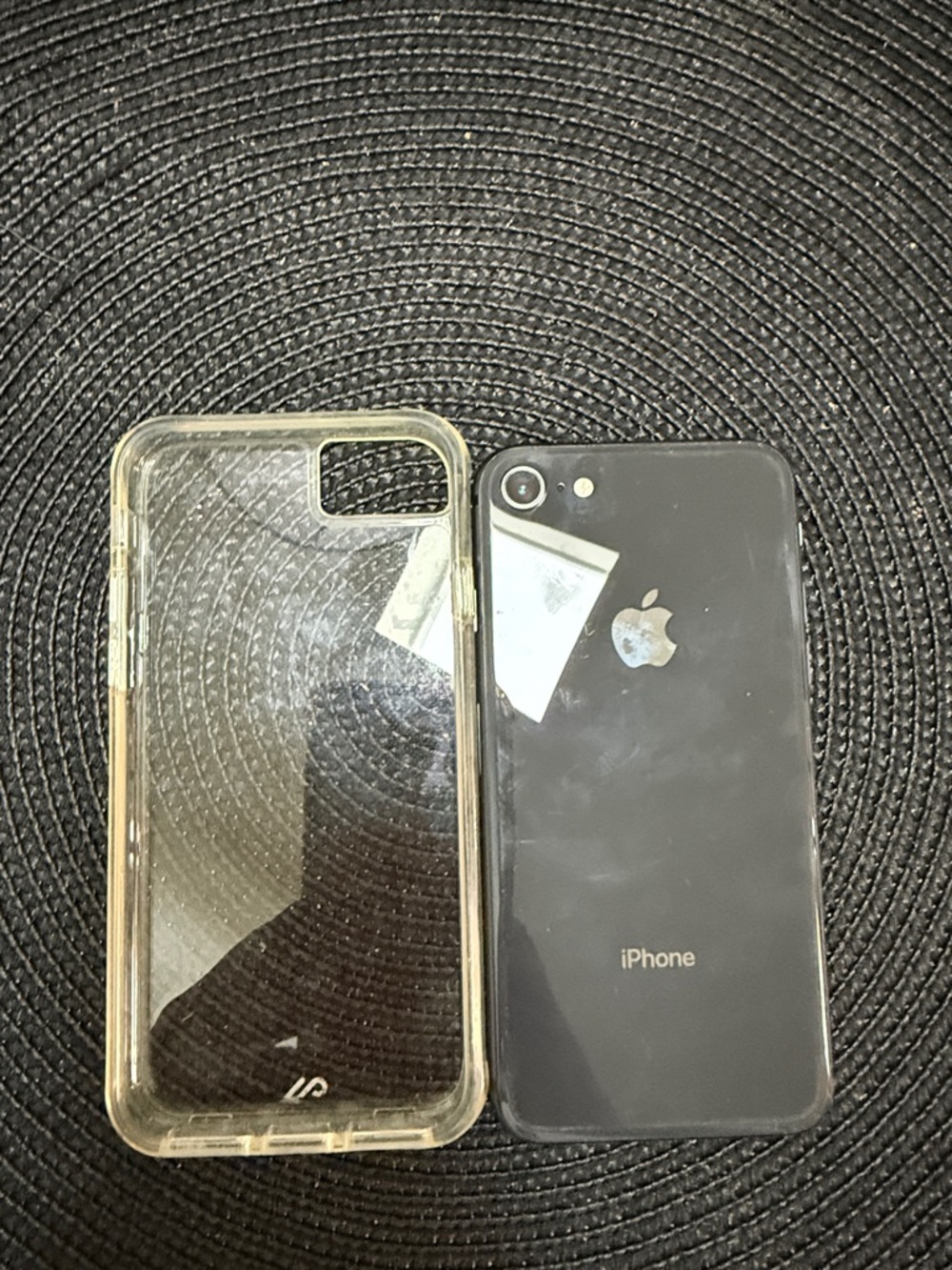Apple iPhone in Black with Clear Protective Case